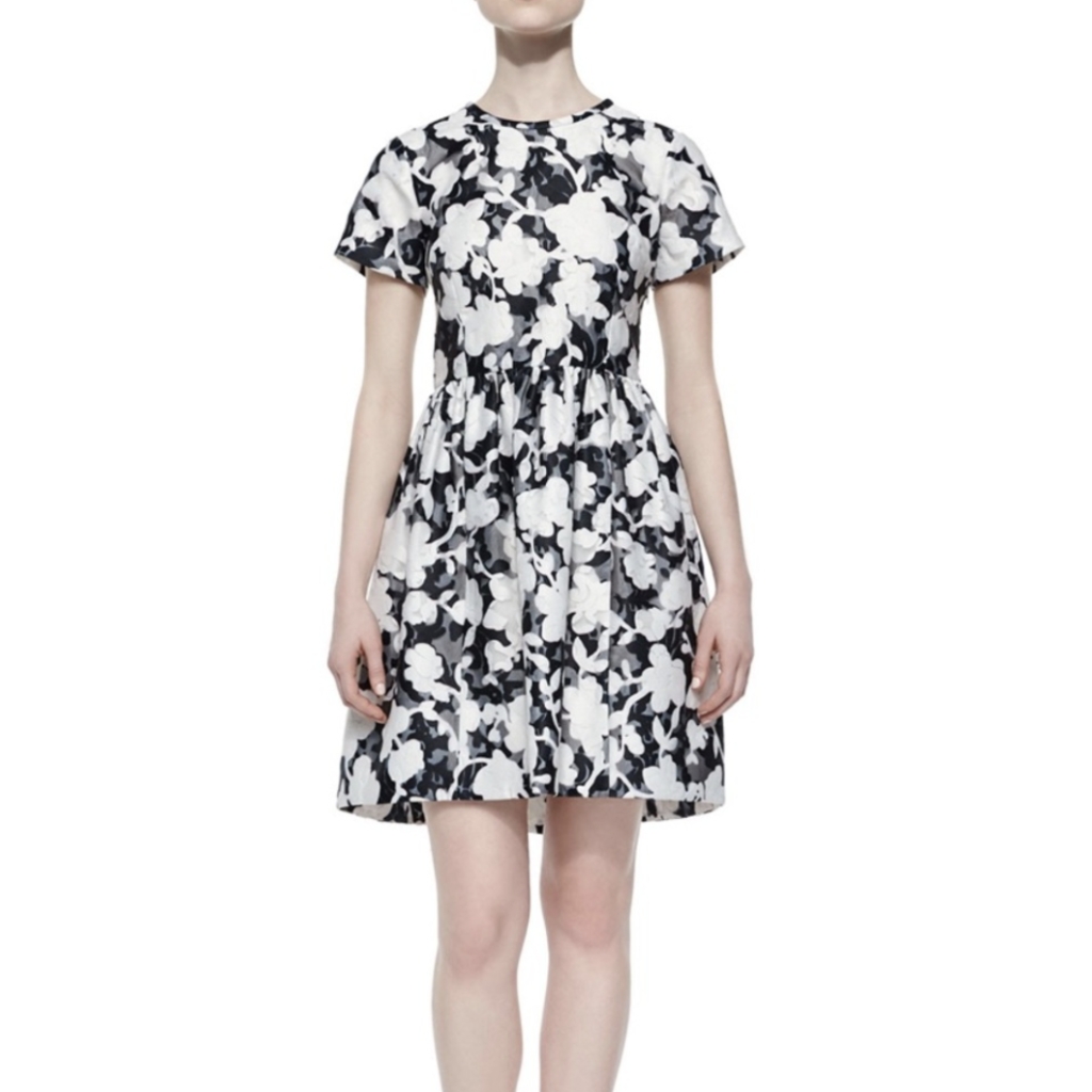 Kate Spade | Take A Walk On The Wild Side Graphic Floral Lace Dress Size 6 B&W